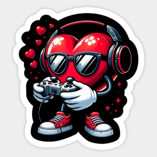 Funny Heart Gaming Valentines Day Men Women Boys Girl Gamer Sticker